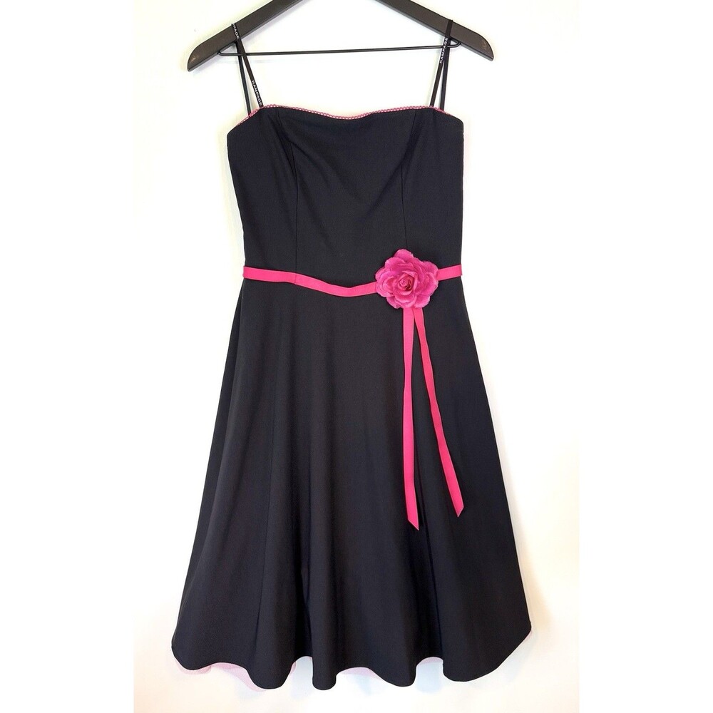 Vintage Rampage Strapless Dress Size 9 Pink Black Whimsi Goth A-Line 90s Y2K